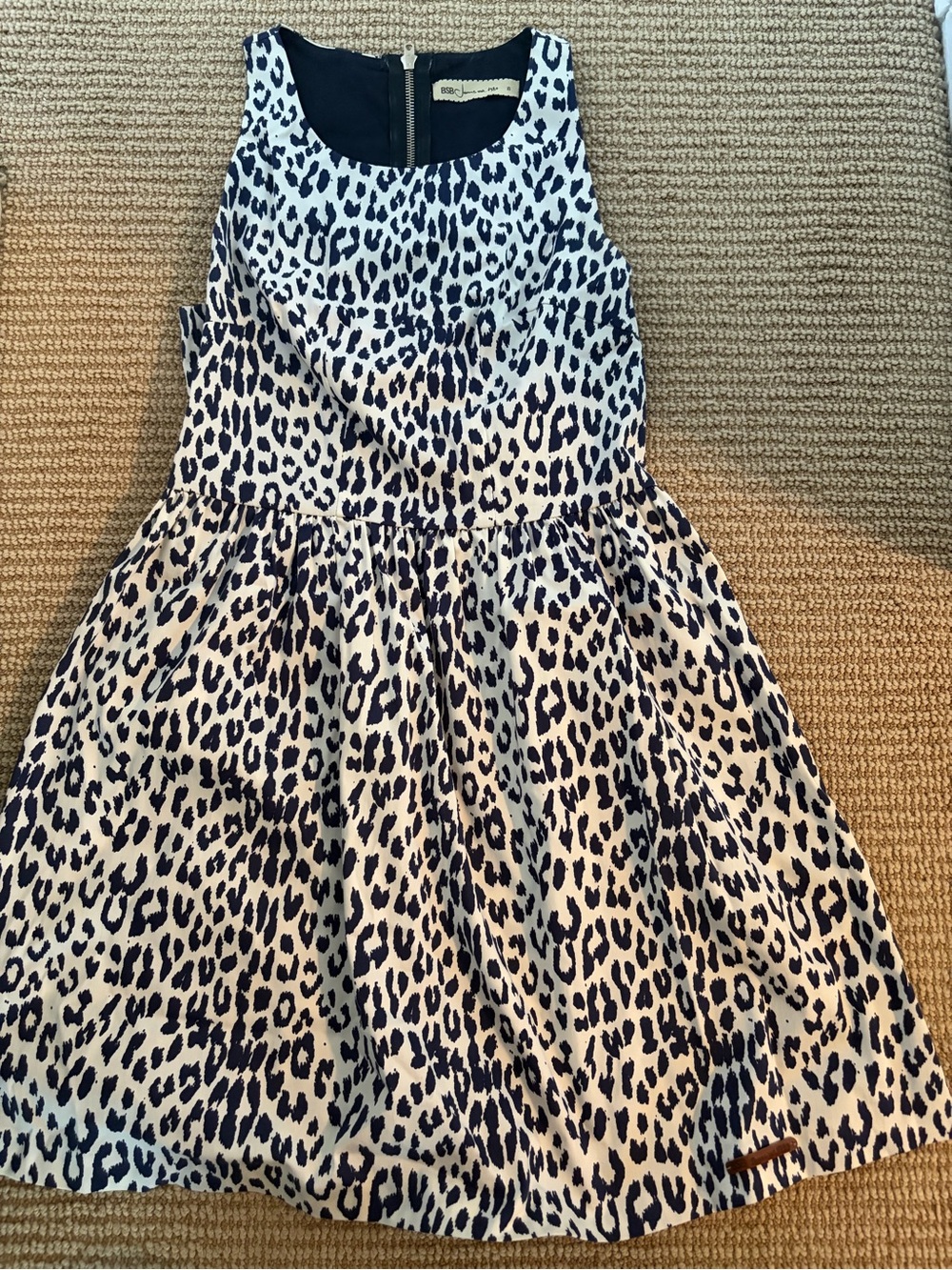 Navy & White Cheetah Print Mini Dress